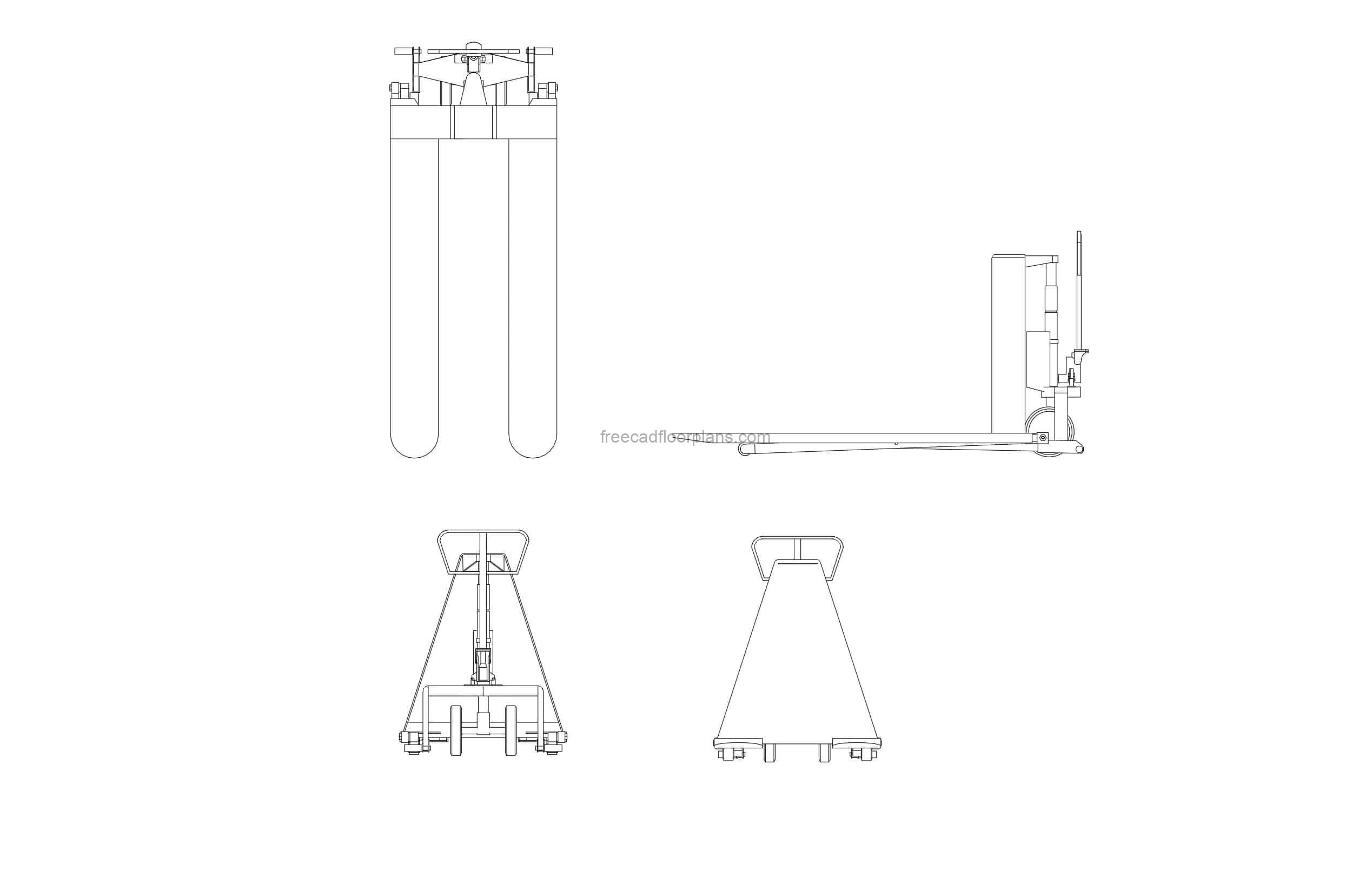 hand pallet truck dwg drawing for free download