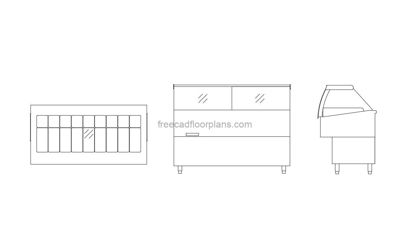 Ice Cream Counter Display AutoCAD Block for free download