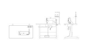 Industrial Sewing Machine Free AutoCAD Block plan and elevation dwg autocad drawing for free download