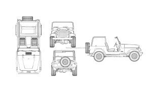 dwg drawing of 4x4 jeep for free download