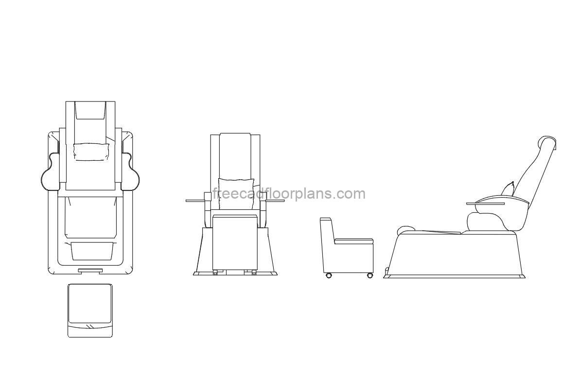 Nail And Spa Massage Chair AutoCAD Block dwg free download