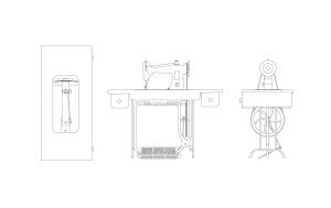 singer sewing machine autocad dwg drawing for free download