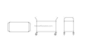 trolley table dwg drawing for free download