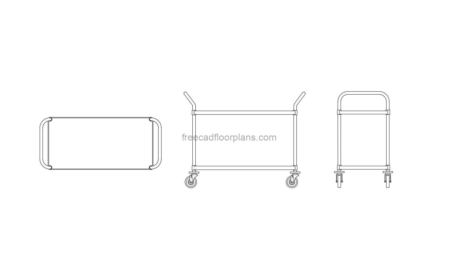 trolley table dwg drawing for free download