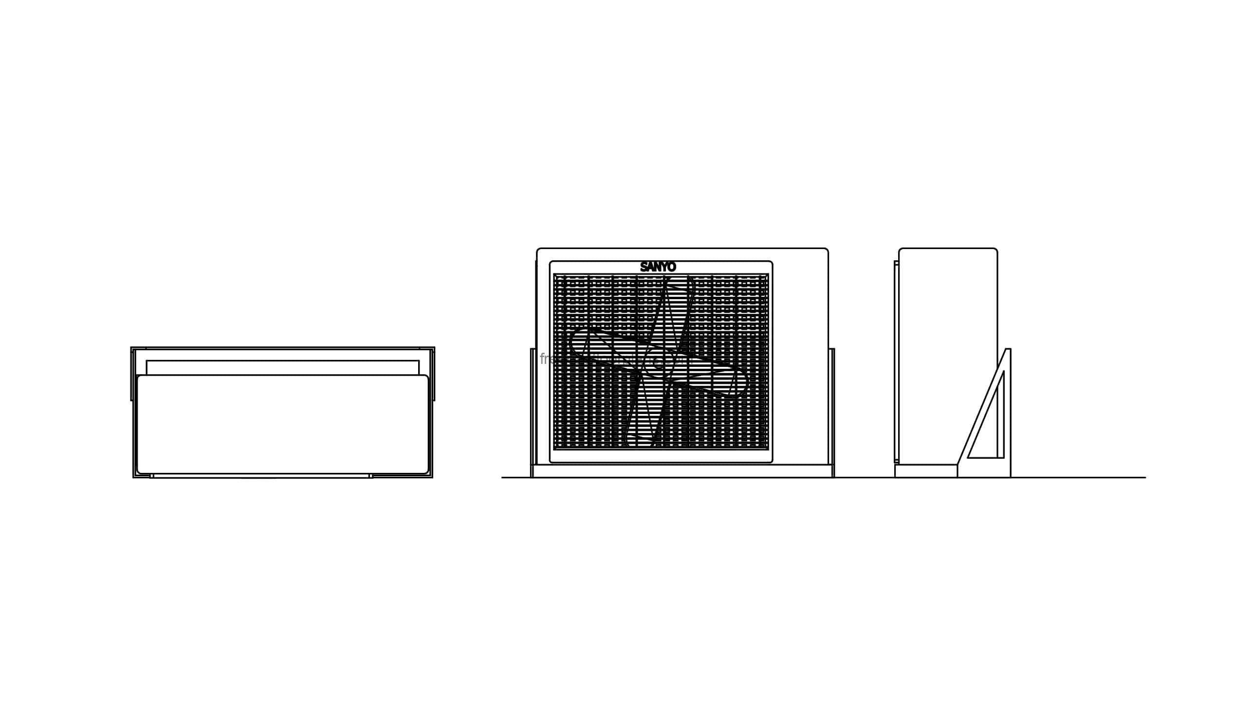 cad block of a external compressor wall mounted unit in dwg format file with all 2d views included free download