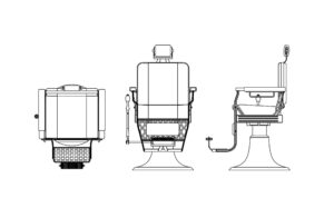 barber chair model in dwg CAD drawing for free download all 2d views included