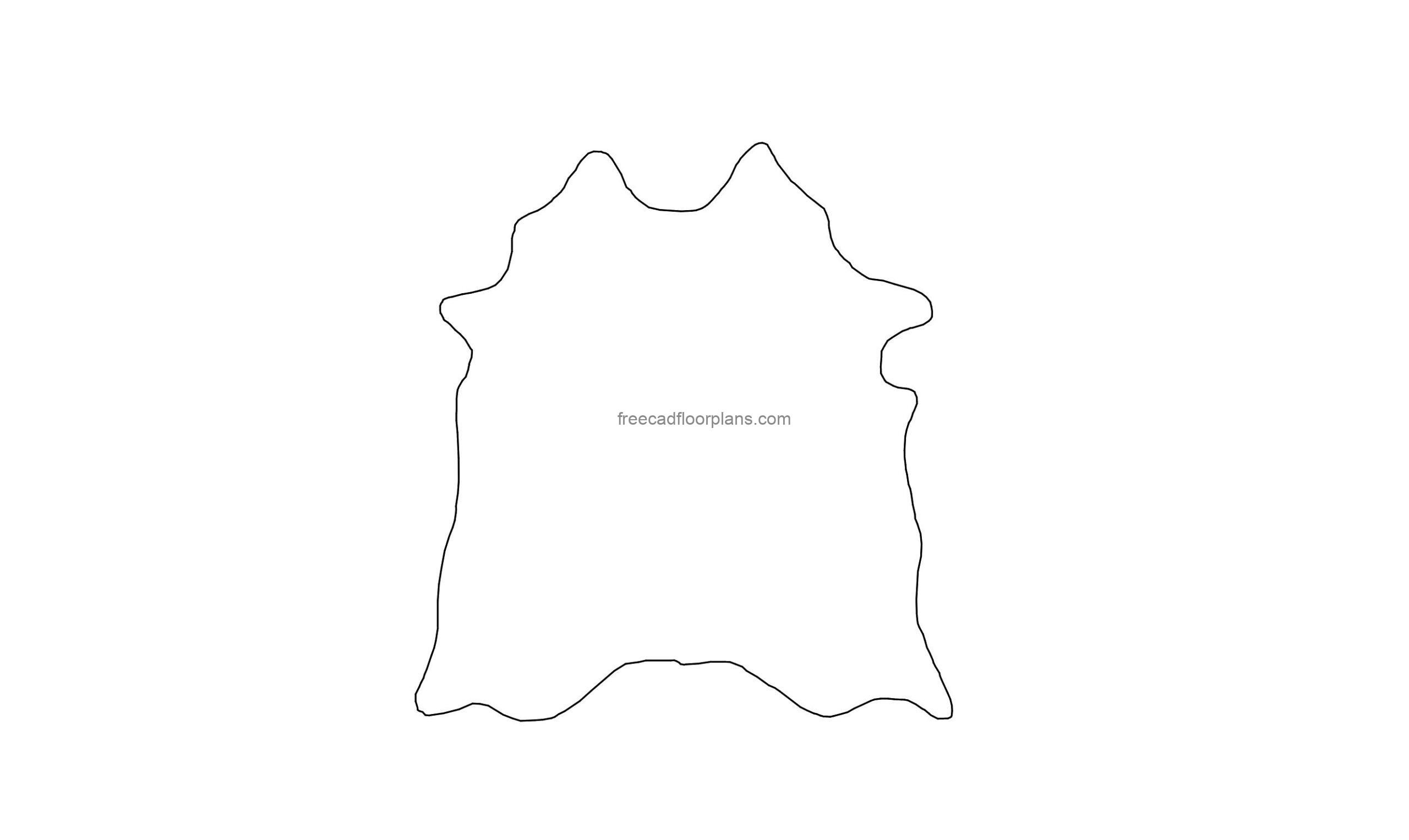 cowhide rug drawing plan dwg for free download