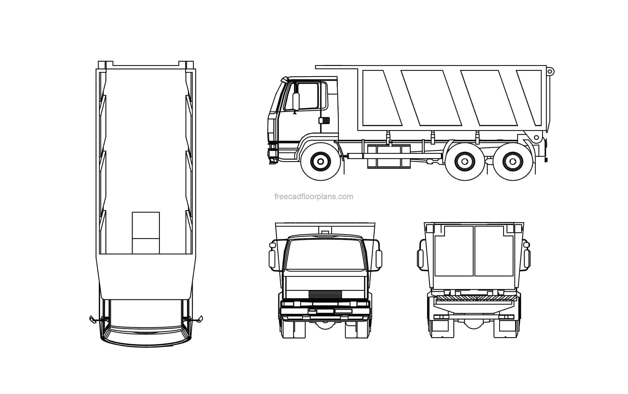 damper truck all 2d views for free download