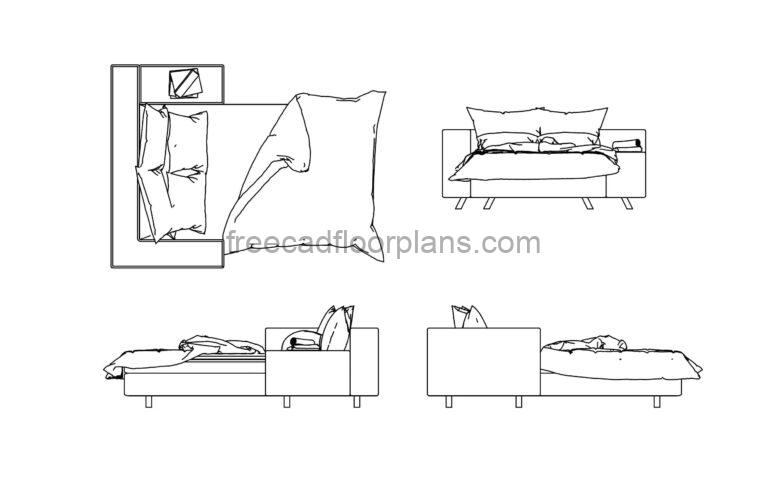 Daybed-All 2D Views-Free AutoCAD Block