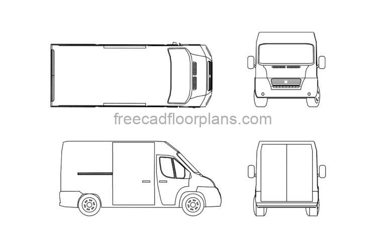 Delivery Van-Free AutoCAD Block