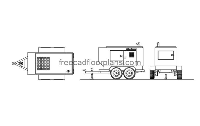diesel CAT generator drawing in dwg CAD model all 2d views included for free download