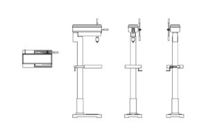 drill press is a versatile machine that uses a multiple-cutting-edged drill bit secured in a rotating chuck DWG CAD drawing for free download all 2d views