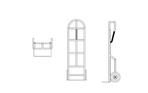 dwg drawing of dual handle hand truck file for free download