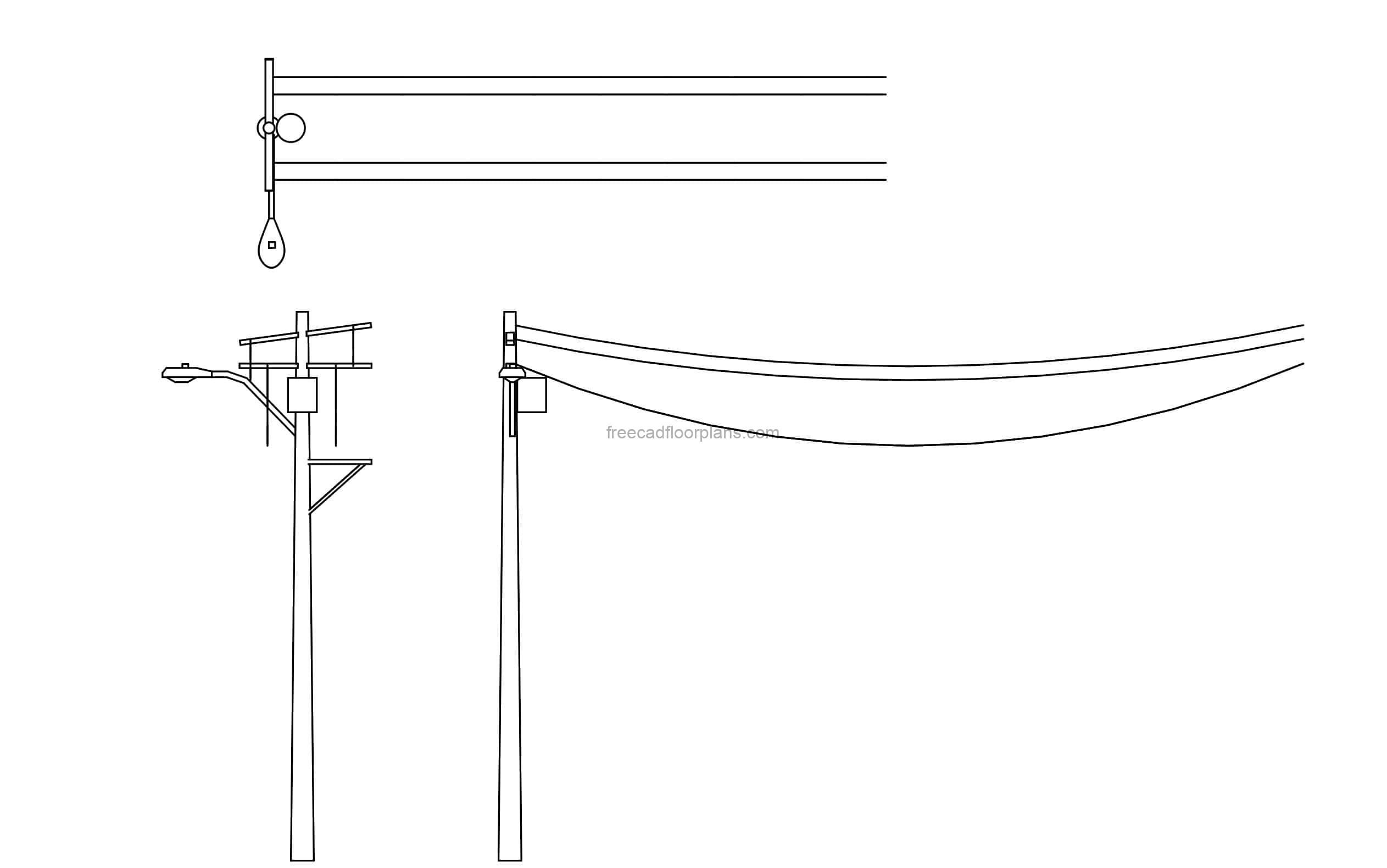 electrical post dwg drawing all 2d views for free download