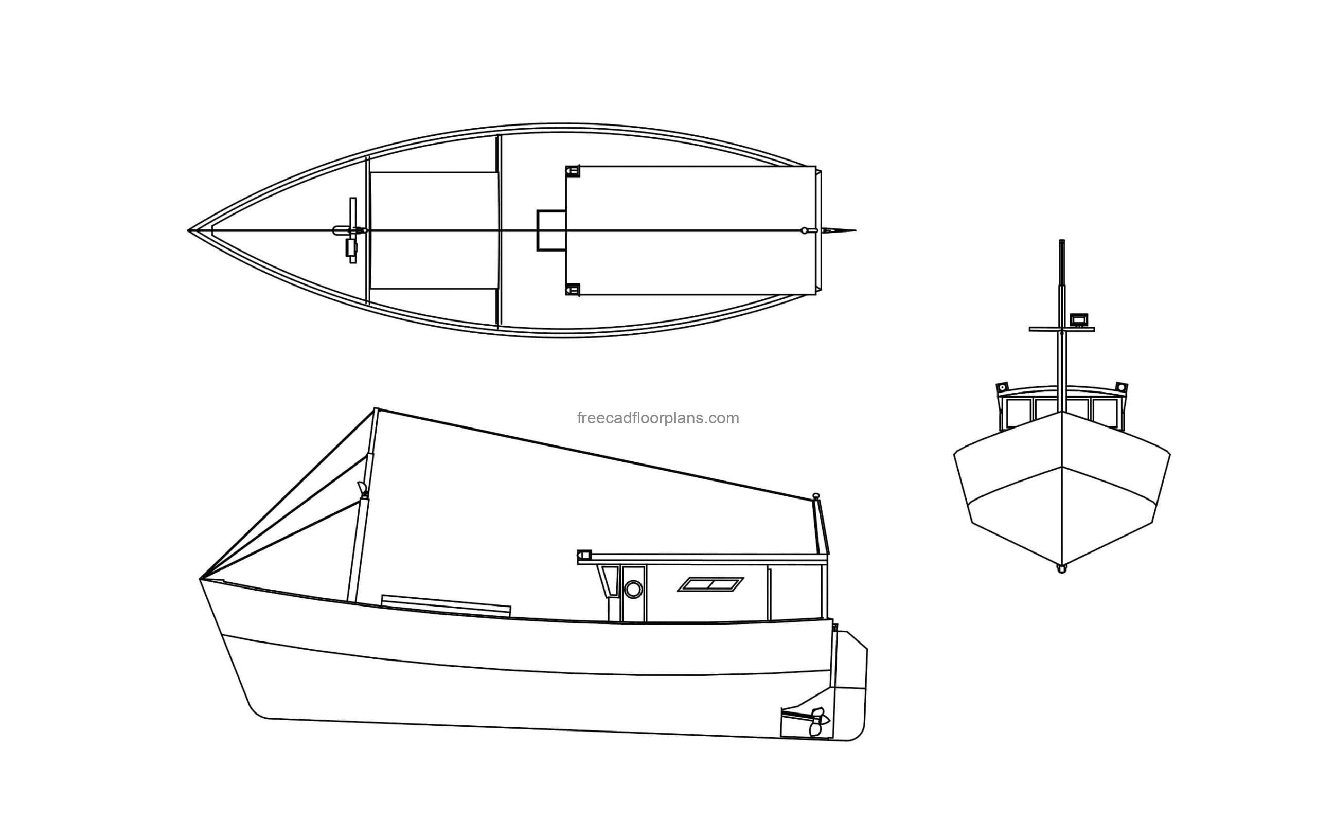 fishing boat drawing model in dgw format CAD file for free download