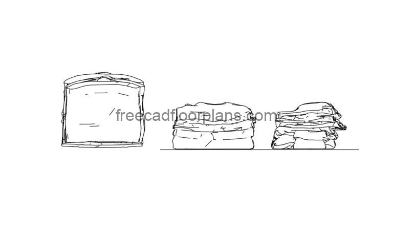 Folded Clothes 02-All 2D Views-Free AutoCAD Block