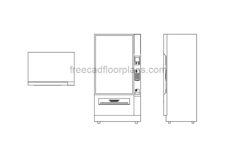 Food Vending Machine-2D Views-Free AutoCAD Block