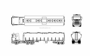 autocad dwg drawing of fuel tanker for free download