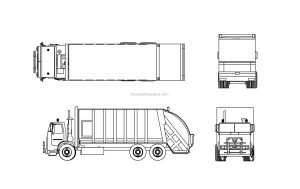 garbage truck dwg drawing in 2d views for free download