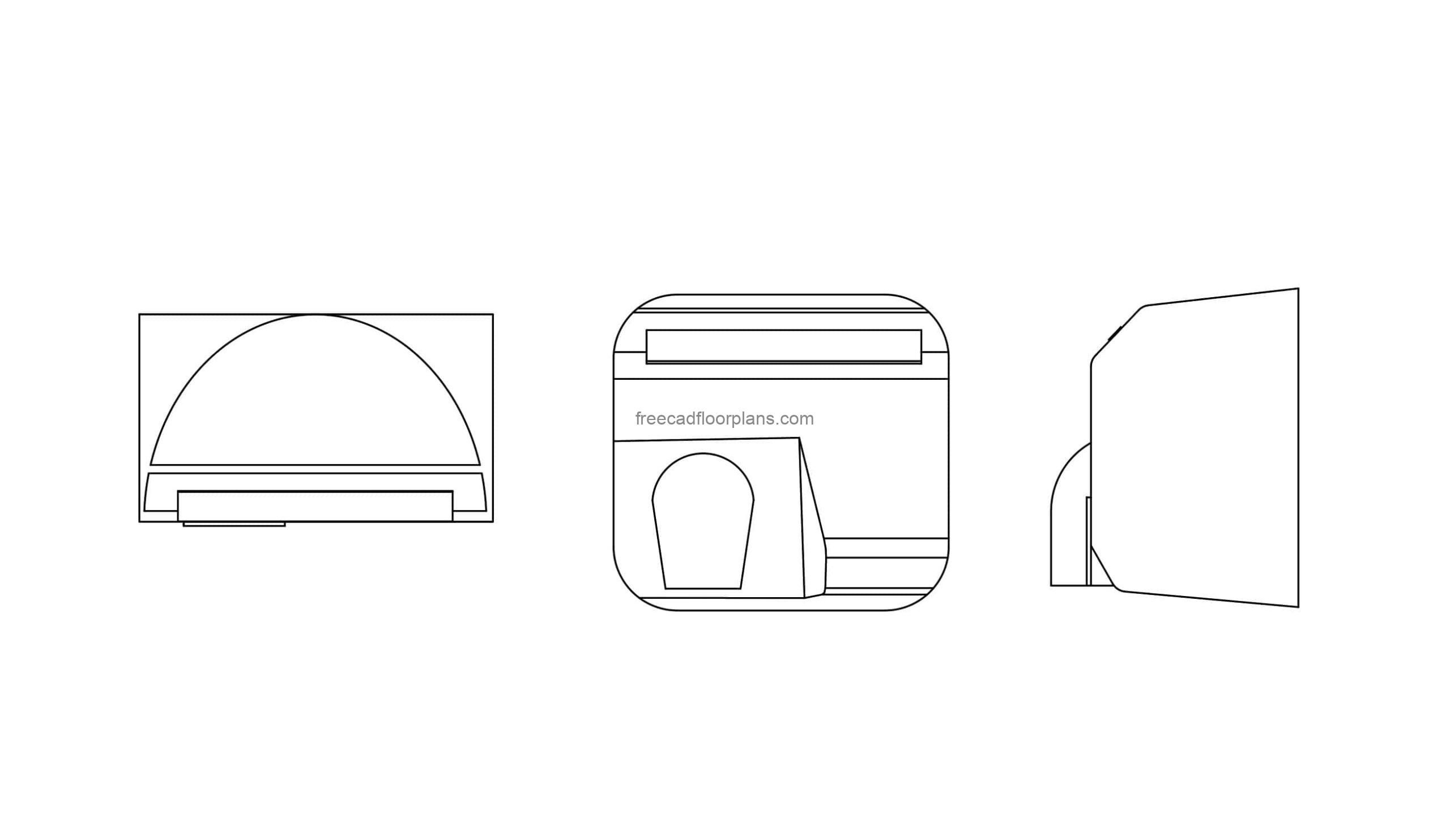 hand dryer dwg drawing model file with all 2d views include for free download
