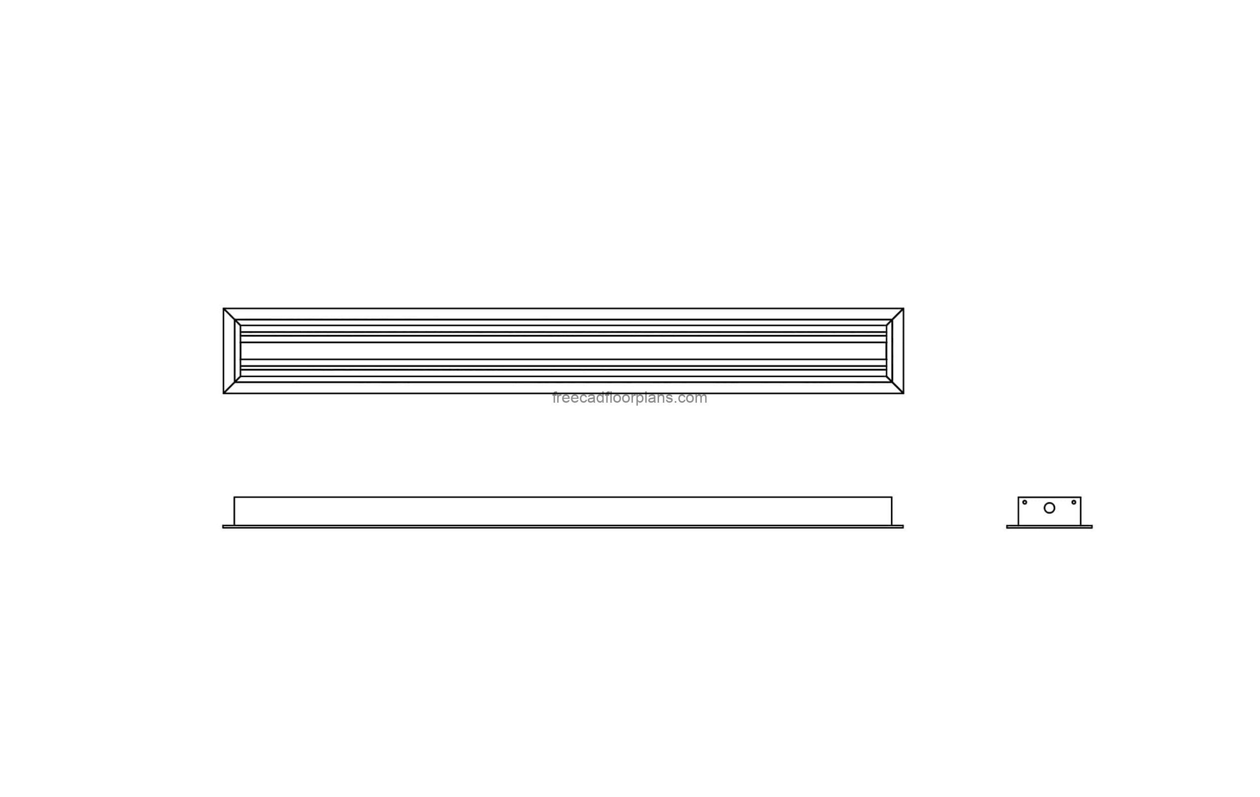 linear diffuser drawing in plan and elevations cad block dwg format for free download