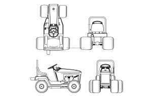 Riding Lawn Mower dwg drawings all 2d views for free download
