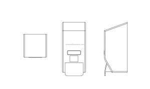 wall mount hand sanitizer dispenser drawing in dwg CAD format all 2D views for free download