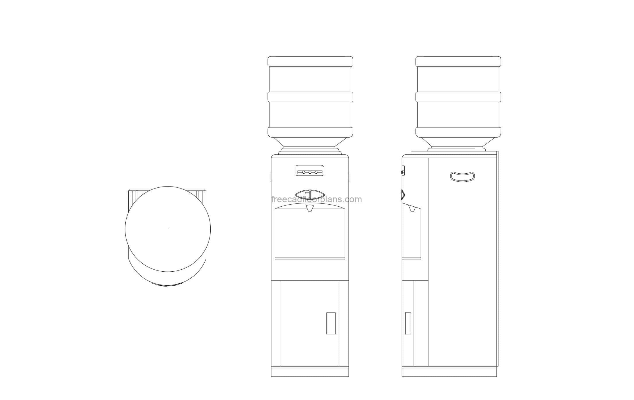 water dispenser drawing in dwg format all 2d views for free download