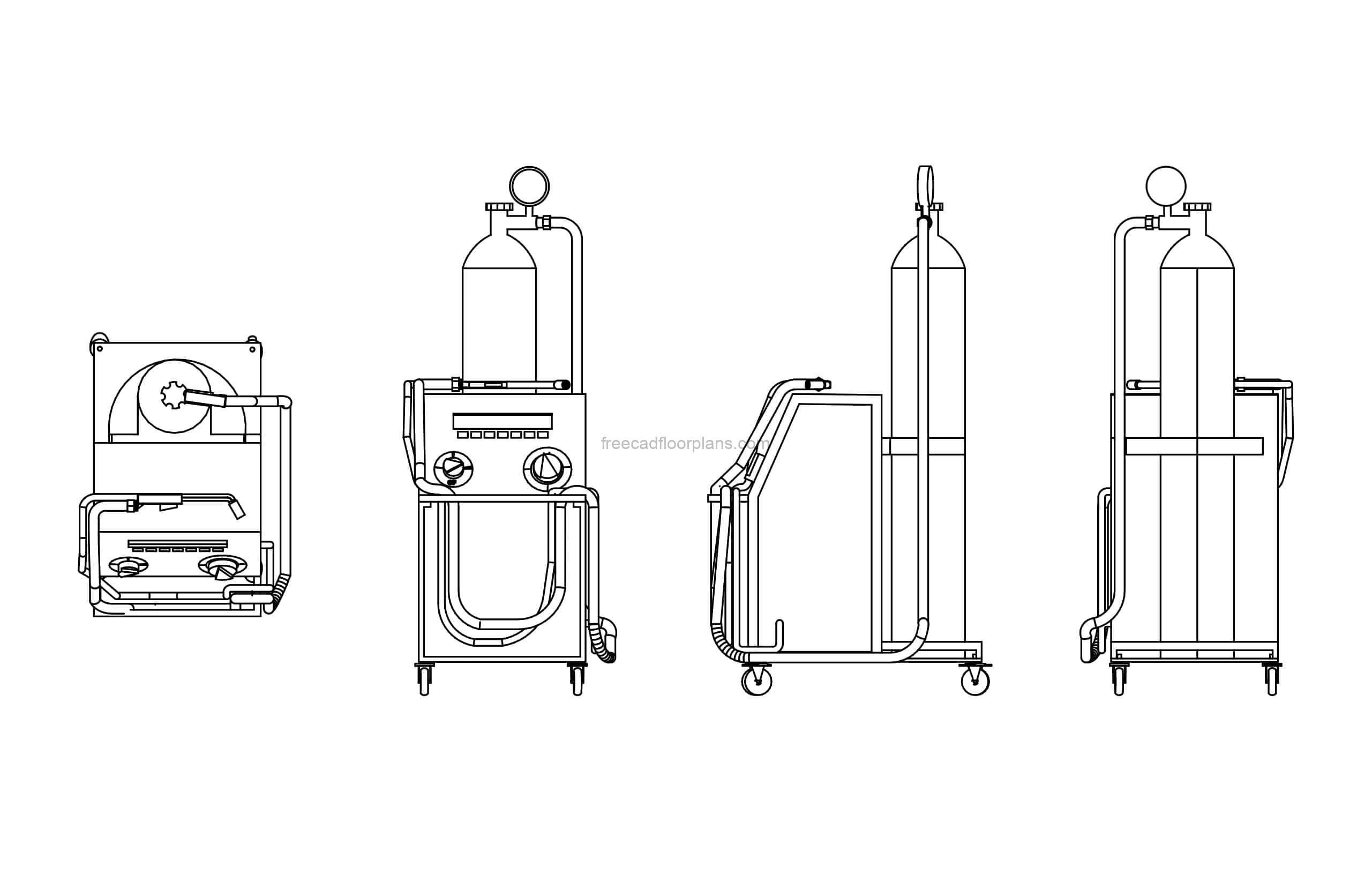 welding machine cart in dwg cad model drawing for free download