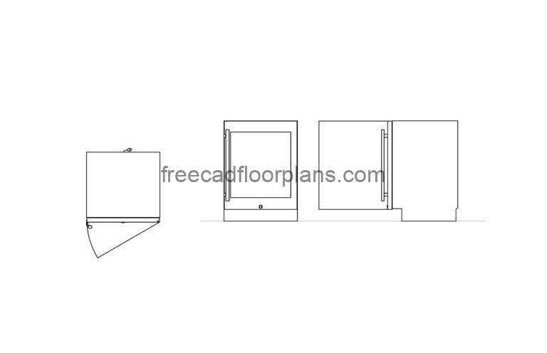 dwg cad block drawing of an wine cooler with all 2d views file for free download