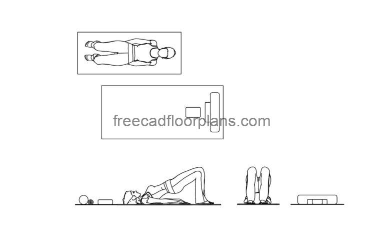 yoga mat dwg cad drawing for free download elevation and plan views for free download