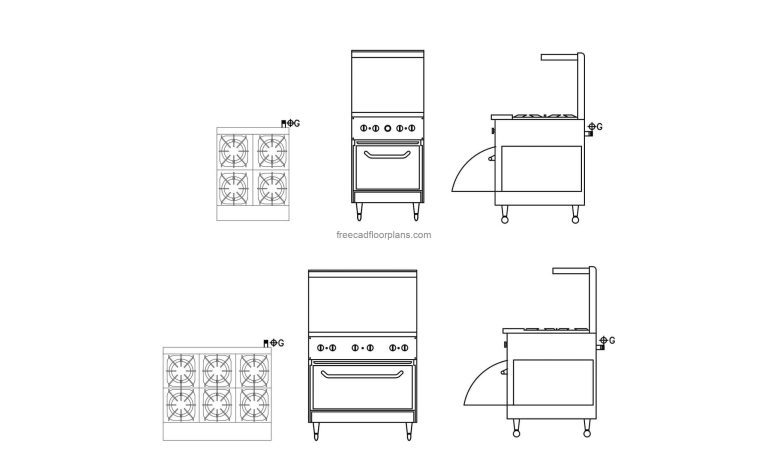 4 and 6 Burners Industrial Stoves