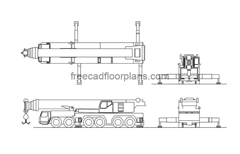 Liebherr Mobile Crane drawing dwg cad block elevations view and plan file for free download