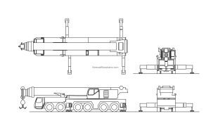 Liebherr Mobile Crane drawing dwg cad block elevations view and plan file for free download