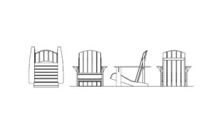 adirondack chair special model cad drawing editable dwg model block with 2d views including plan and elevations for free download