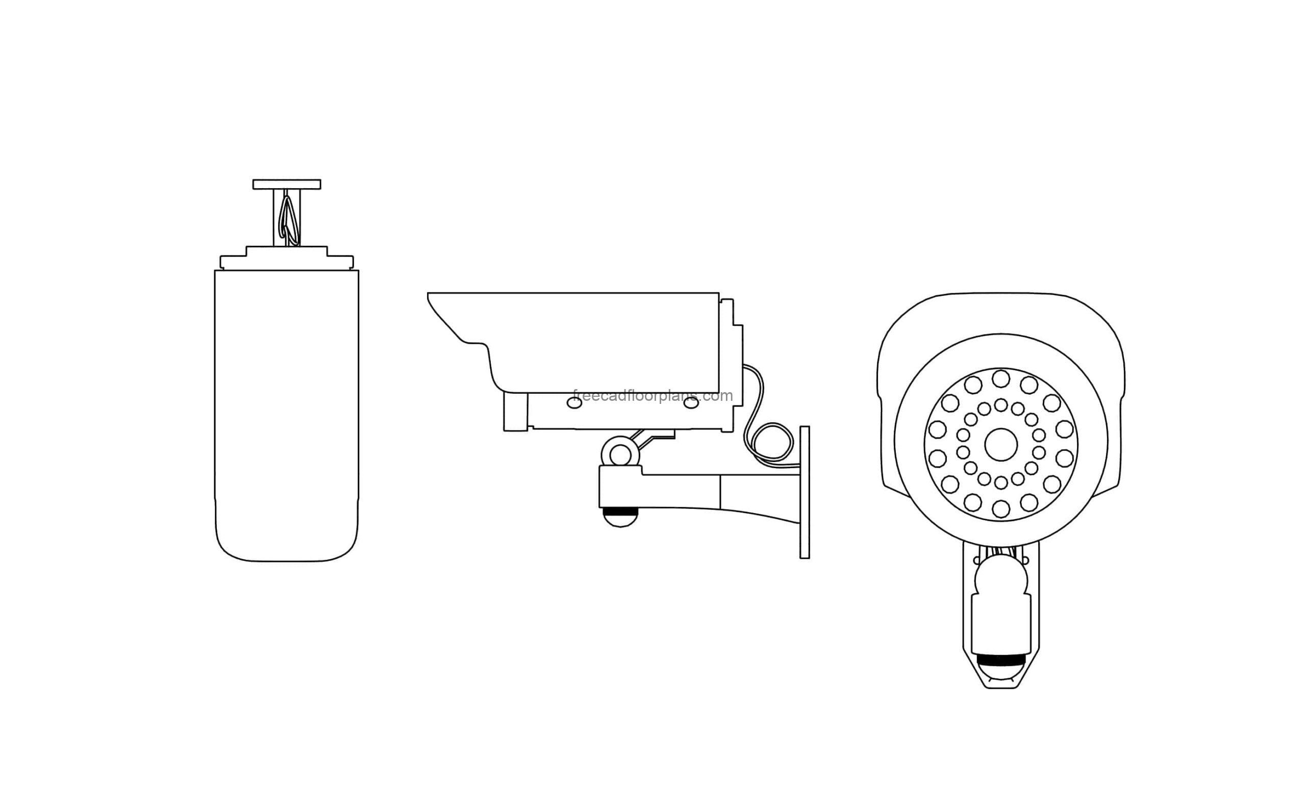 anpr security camera cad block drawing elevations and plan views dwg file for free download
