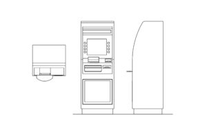 atm machine cad block drawing all 2d views include, plan and elevation file for free download