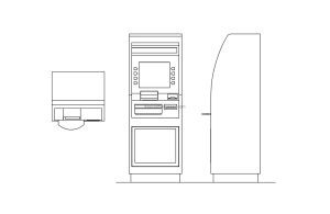 atm machine cad block drawing all 2d views include, plan and elevation file for free download