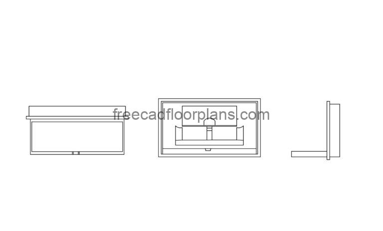 cad block of a babydiapers changind table dwg model with elevations, plan views for free download