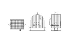 dwg file drawing cad block of a bird cage with all 2d views file for free download