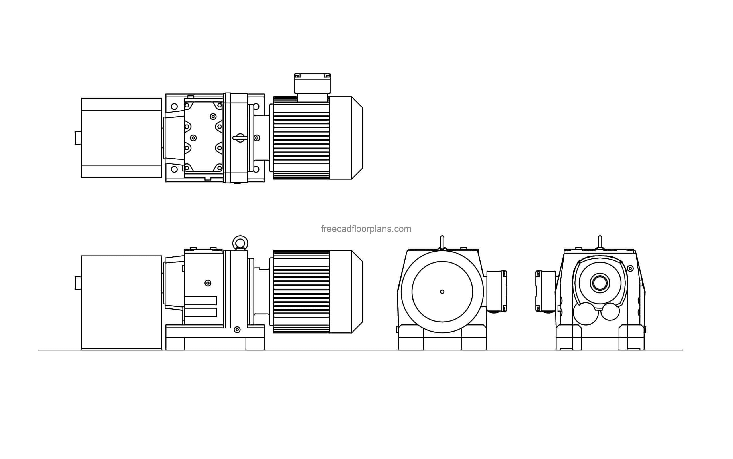 dwg cad block drawing with all 2d views of a booster pump dwg file for free download