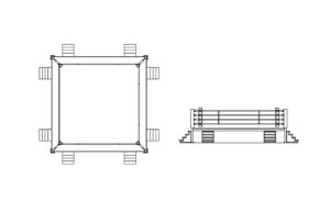 boxing ring cad block drawing with 2d views plan and elevation file for free download