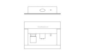 built in coffee machine cad block autoCAD drawing front and plan view file for free download