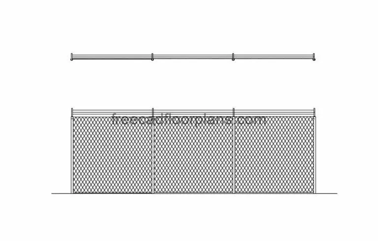 Chain Link Fence, Plan & Elevation, Free Autocad Block