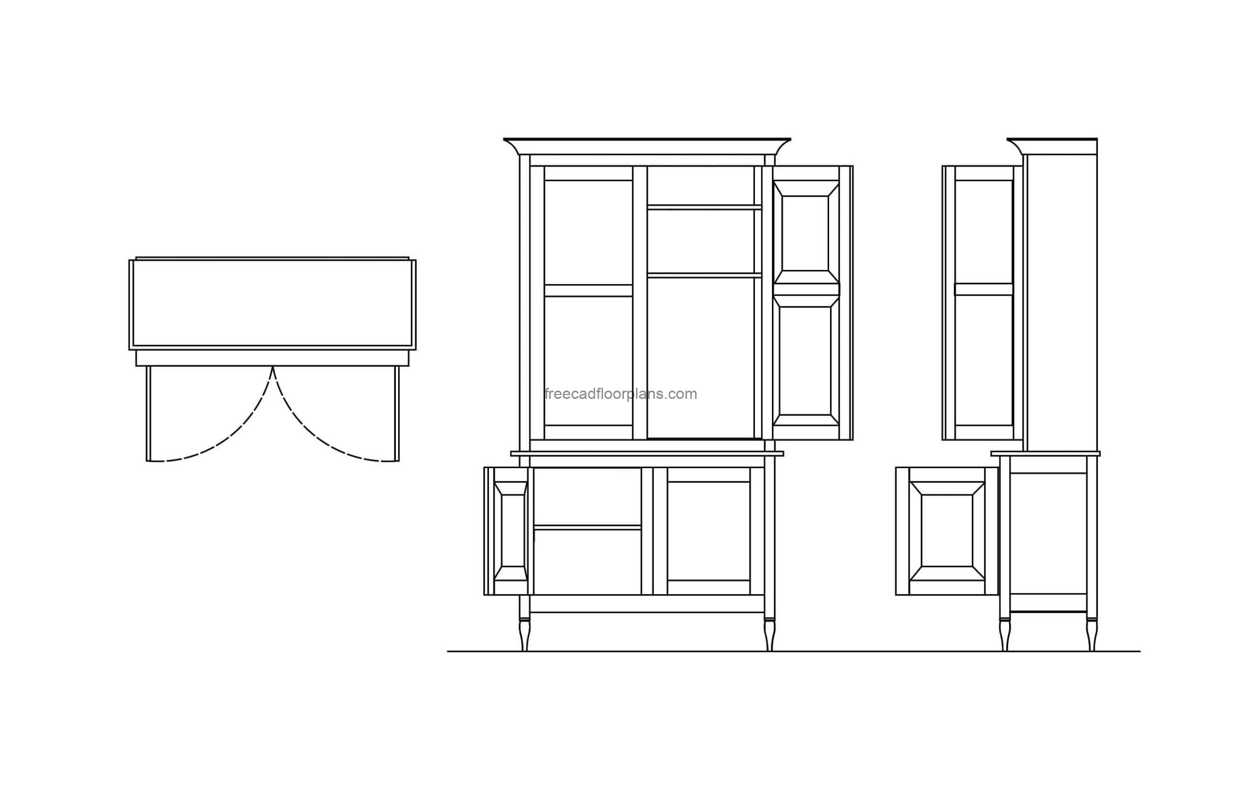 cupboard furniture drawing cad block 2d dwg model file for free download