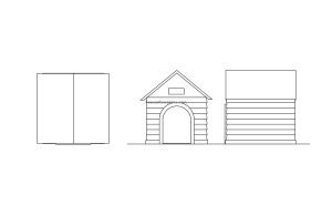 dog house drawign elevantion and plan views cad block for free download