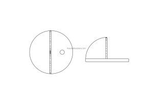 door stopper drawing 2d views, plan and elevation cad block dwg format free download