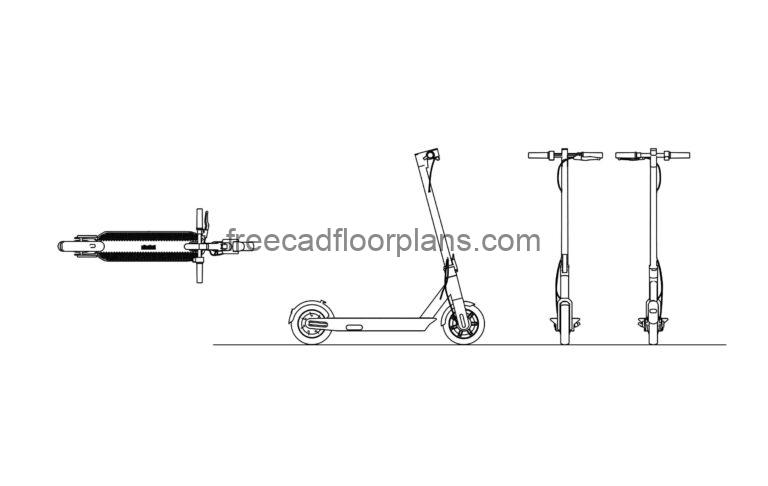 Electric Scooter, Free Autocad Block