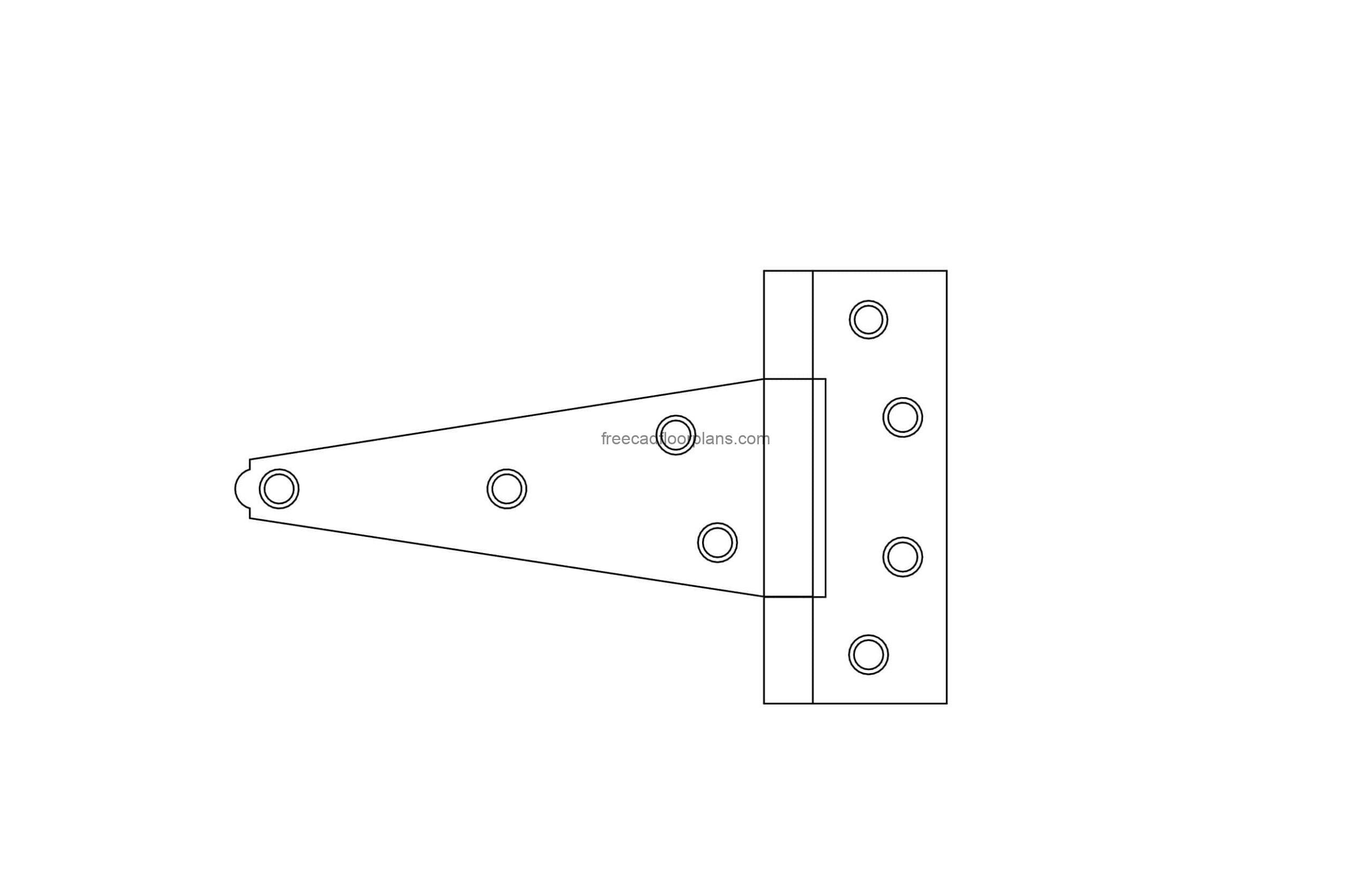 dwg cad block of a gate hinge drawing for free download