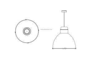 drawing of a hi bay light all 2d views cad block for free download